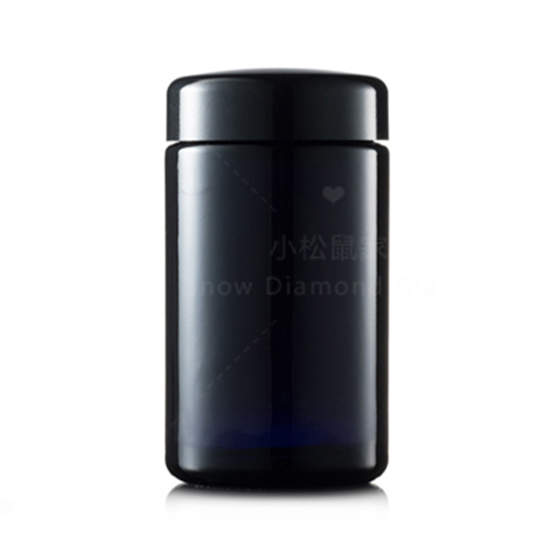 European import wide mouth wide purple black glass bottle massage cream bottle 150ml gram capsule flower tea medicine set