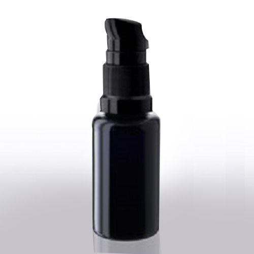 Imported black purple glass bottle essential oil bottle 15ml cosmetics avoid light packaging travel press pump lotion set