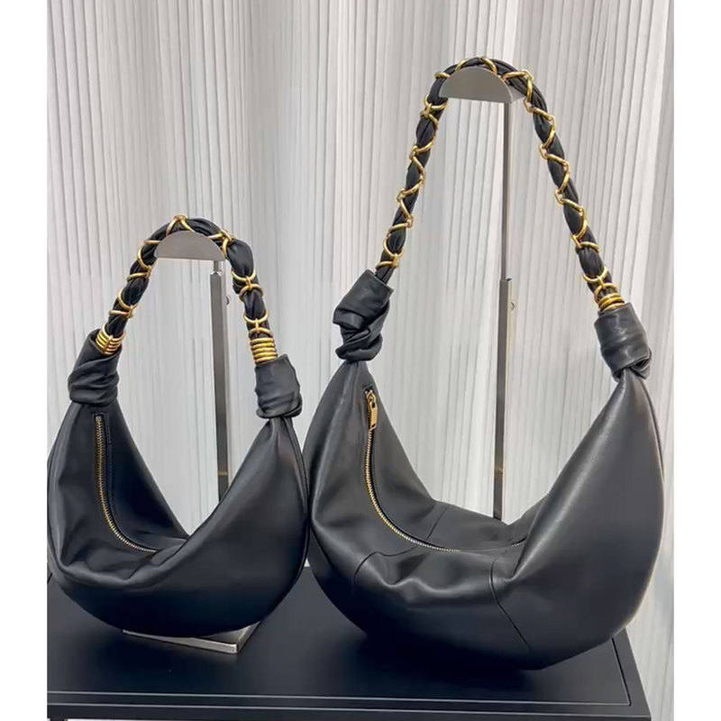Women's Bag 2026 New Style Elegant French-Style Sheepskin Hobo Woven Gold Chain Underarm Croissant Bag Shoulder Bag Half-Moon Bag