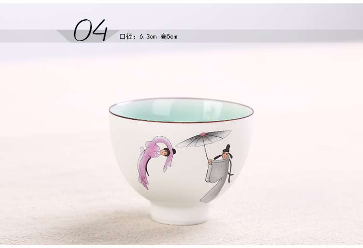 Bộ tách trà Kung Fu Bộ tách trà nhỏ Trà màu xanh và trắng sứ mờ men Kung Fu Bộ tách trà nhỏ Jianye Pin Cup Cup - Trà sứ bình trà thủy tinh chịu nhiệt