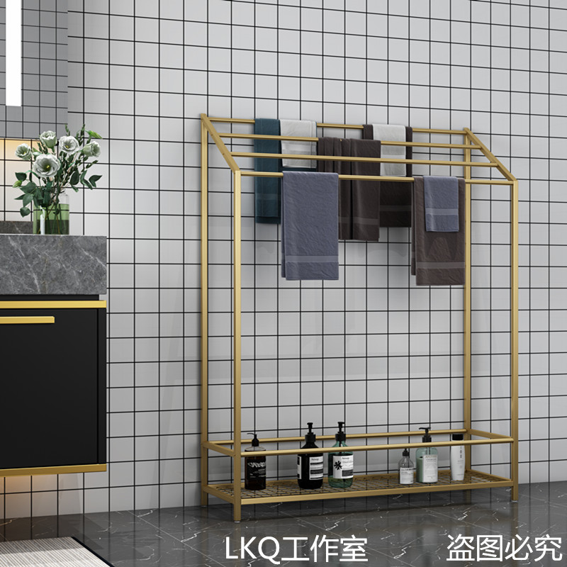 Light and luxurious simple bathroom floor hair towel rack free of punch dressing room bath towels rack Rack Towel Rod