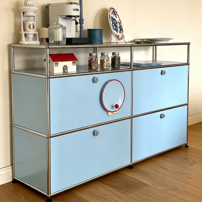 ins Stainless Steel Modular Sideboard Cabinet Furniture Bauhaus Storage Coffee Storage Rack Combination Cream Style