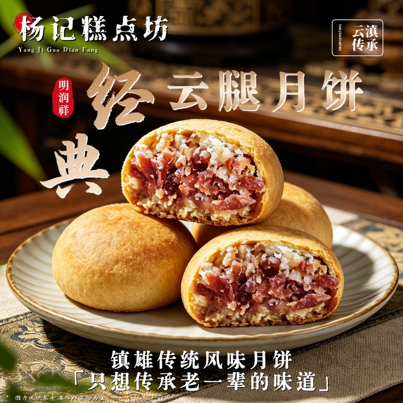 Yang Ji Pastry Shop Yunnan Ham Mooncake 30G/Time-Honored Brand Yang Ji Pastry Shop Yunnan Ham Mooncake 30G/Time-Honored Brand