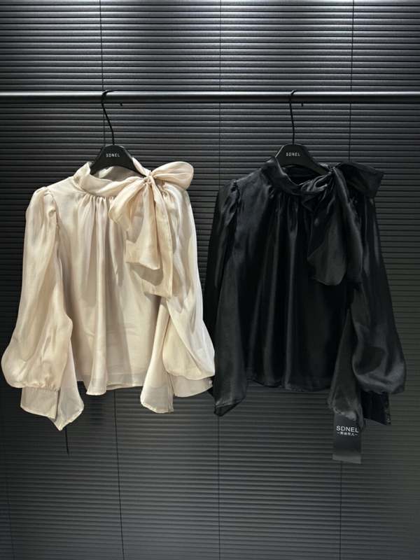 Yingtao Korea Dongdaemun New Korean Style 2026 Spring French High-End Retro Bow Ribbon Shirt