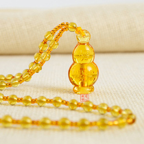 Lenght Mantra Pendant Yellow Blue Colored Glazed Crystal Pendant Gourd Treasure Bottle Vase Men and women Necklace Ornaments