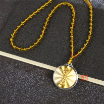 Gold Leaf Circular Lenght Cursive Mantra Pendant Men And Women Single Scriptral Pendant National Wind Ornaments