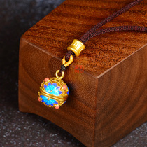 Bronze hollowed out mantra Sanskrit scripture vintage cloisonné pendant pendant Buddhist men and women couple ornaments mobile phone buckle