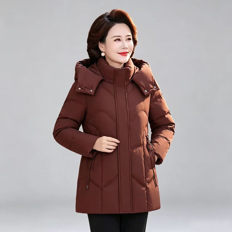 2026 Duck Duck Mom Style Women's Mid-Length down Jacket, Stylish Hooded Mid-Length Thickened Warm Cold-Proof Coat Trend 2026 Duck Duck Mom Style Women's Mid-Length down Jacket, Stylish Hooded Mid-Length Thickened Warm Cold-Proof Coat Trend