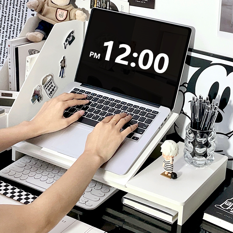Desk Computer Desktop Riser Storage Support Laptop Desk Stand for Women's Work Station Organizer