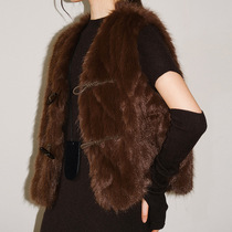foen Jianhe 2024 autumn and winter new style horn buckle fur vest for women high-end versatile and sleeveless