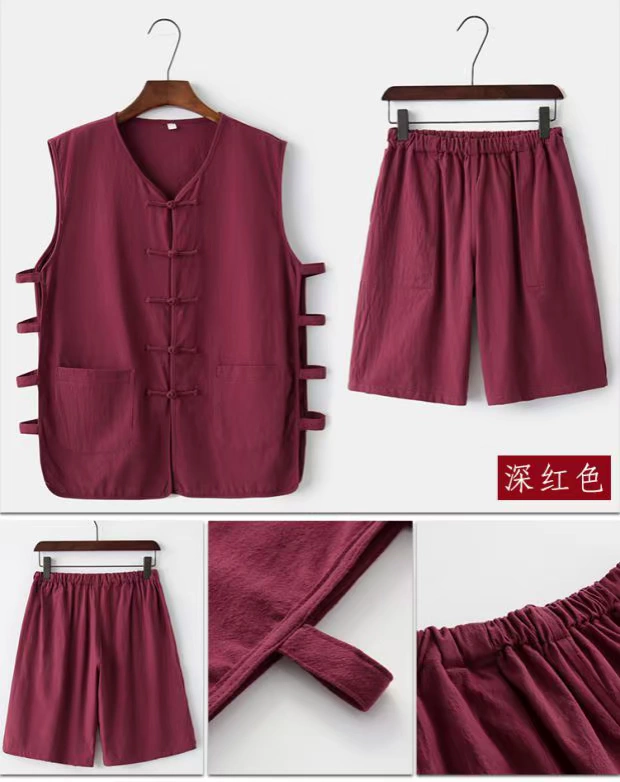 Phong cách Trung Quốc Tang nam vest vest mồ hôi Ma Hao cotton mùa hè và vải lanh áo sơ mi cũ áo vest Trung Quốc phong cách quốc gia nút gió - Áo vest cotton vest nam trung niên
