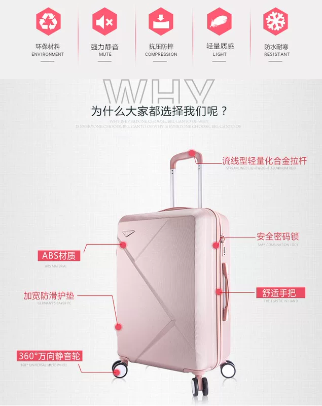 Sinh viên dễ thương xe đẩy vali 20 inch nữ phiên bản Hàn Quốc 24 inch nhỏ mật khẩu tươi hộp 26 inch vali nam