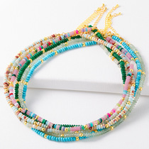 Dopamine jewelry simple niche design European and American crystal natural stone turquoise color beaded necklace does not fade