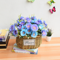 High quality grass woven flower basket hand-held European style flower arrangement green lotus flower pot ornament living room decoration creative willow weaving pastoral