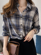 Europe Station Plaid Shirt Woman Summer Thin 2022 Retro port Taste Loose Sunscreen Long Sleeve Jacket Blouses