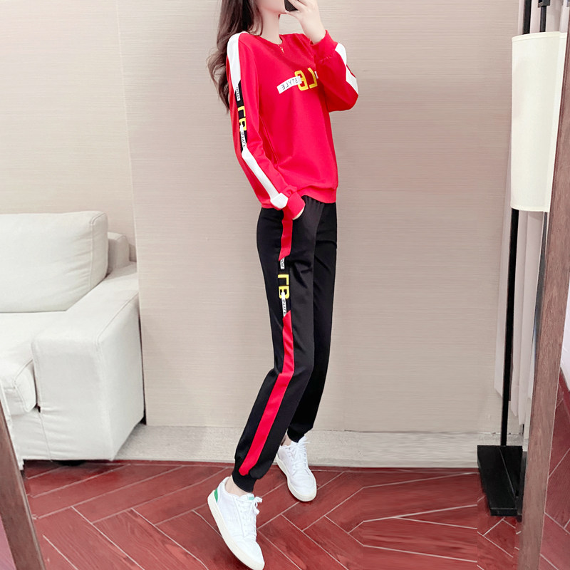 European Station Sports Suit Women Spring Autumn Winter 2022 New Loose Long Sleeves Thick Cotton T Leisure Fashion Two sets