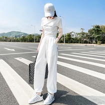 European Station White Casual Sports Suit Womens Summer Big Code 2022 Fashion Temperament Net Red Fried Street Two Sets