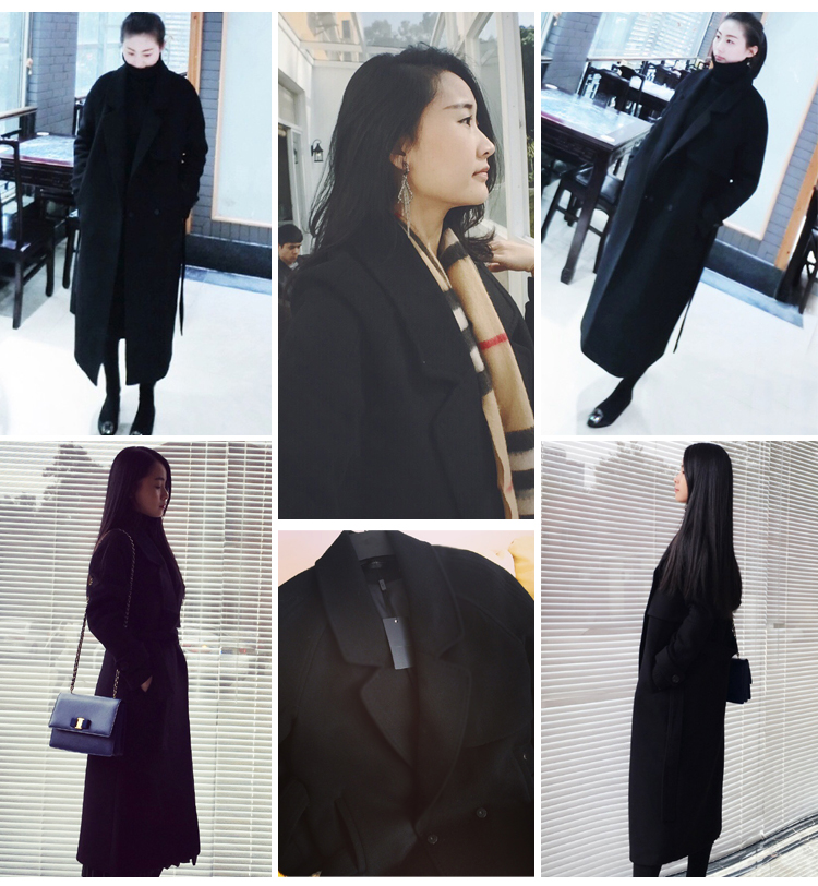 Chống giải phóng mặt bằng tie áo len nữ mùa đông hai mặt cashmere phần dài trên đầu gối Hàn Quốc phiên bản của lỏng áo len áo jacket nữ