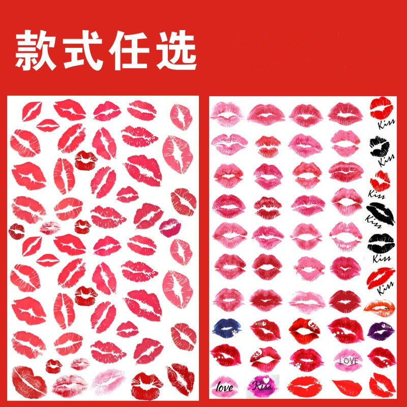 Tattoo tattoo custom lip tattoo tattoo sticker watermark red lip face sticker diy