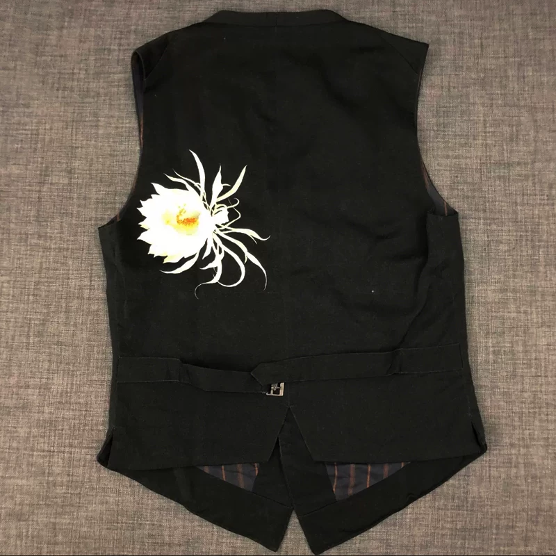Yamamoto style dark vest, same vest for men and women, Yohj moonlight beauty vest, trendy brand V-neck vest