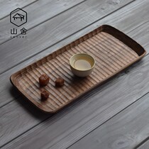 The Mountain Sheer) Rectangular Dish Original Handmade Rectangular Wood Pan Breakfast Home Snack Dessert Black Walnuts Tea Tray