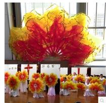 Opening dance props fan Christian dance double-sided fan big flower stage performance fan gauze fan true God