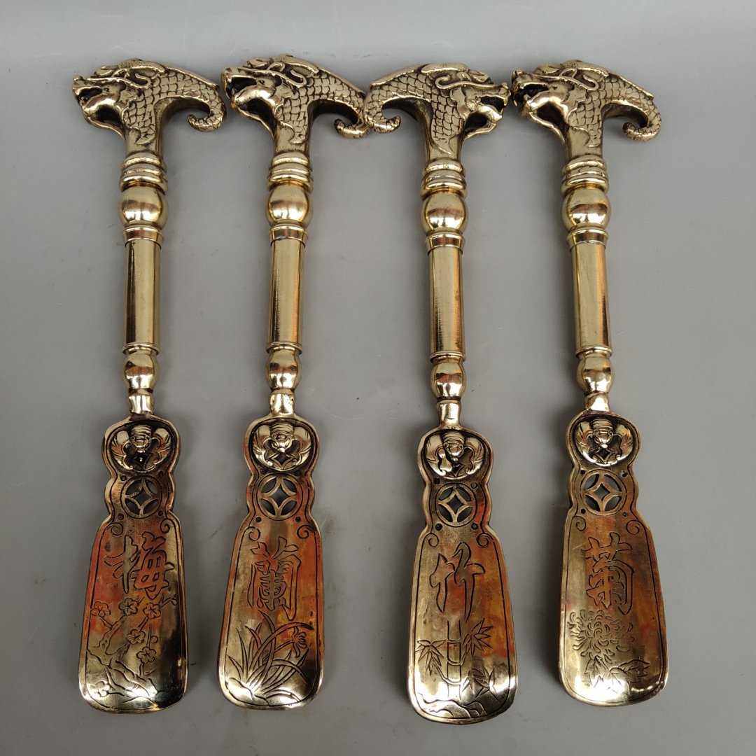 Brass Melan Zhukuju Four Gentleman Shoes Pluscumin Shoes Themed Pure Bronze Text Playing Collection Gift Hem