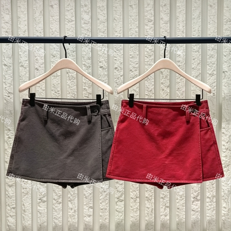 Authentic 2026 Autumn New Product, Washed and Distressed, Misty Feel, All-Cotton, Mid-Low Waist Wrap-Style Shorts and Skirt Pants Mbf3Sot004