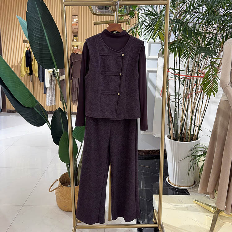 Mall Genuine Product 4327 Fashion Vest + Blouse + Wide-Leg Pants Three-Piece Set High-End Elegant Women's Outfit 26 Autumn Winter Mall Genuine Product 4327 Fashion Vest + Blouse + Wide-Leg Pants Three-Piece Set High-End Elegant Women's Outfit 26 Autumn Winter