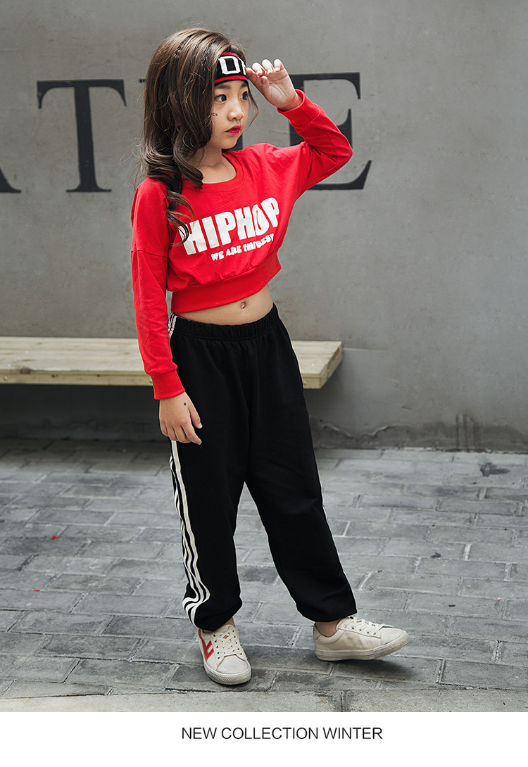 Trang phục khiêu vũ nhạc jazz cho trẻ em Trang phục khiêu vũ đường phố của phụ nữ Áo dài tay hip-hop thời trang bé gái