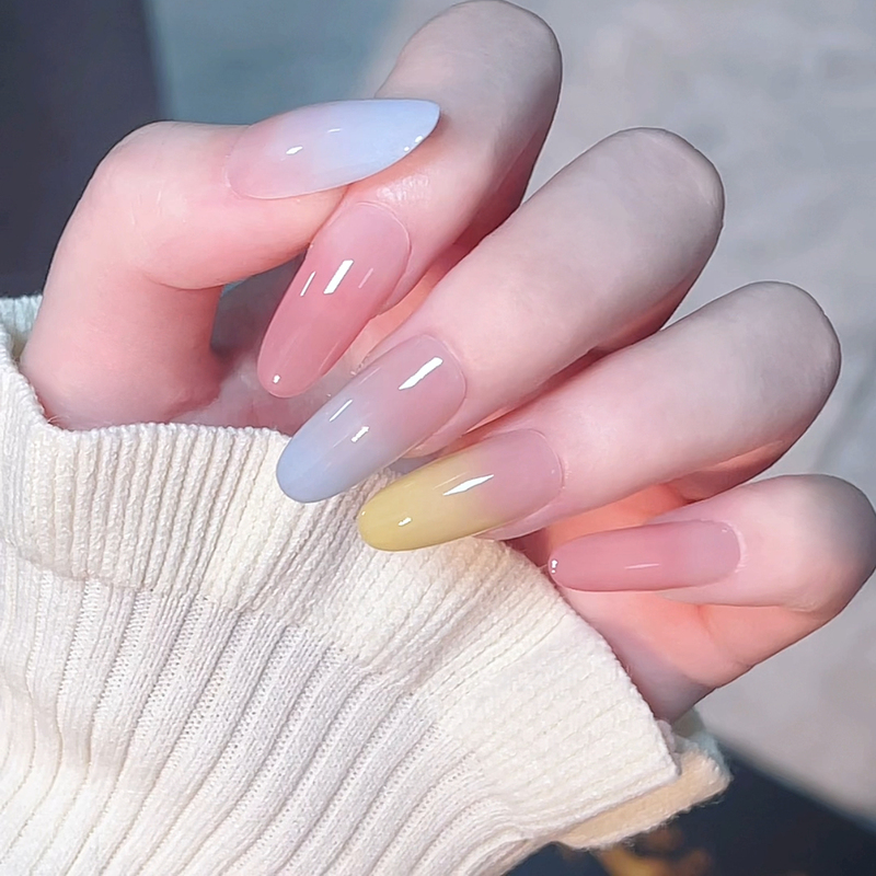 【Dopamine Gradient】Spring and Summer Handmade Wearable Nails in Macaron Color Scheme, Brightening and Gradient-Dyed for an Atmospheric Nail Art Look
