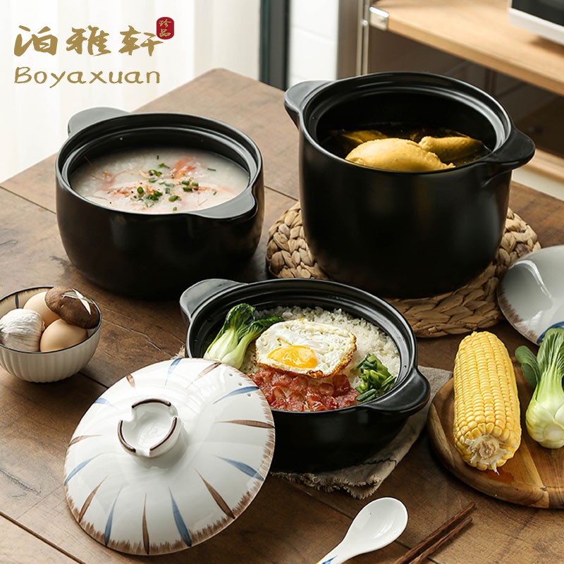 Japan-style High Temperature Resistant Ceramic Pan Saucepan Casserole Rice Stockpot Casserole Saucepan Domestic Gas Saucepan Soup Saucepan gas cooker special