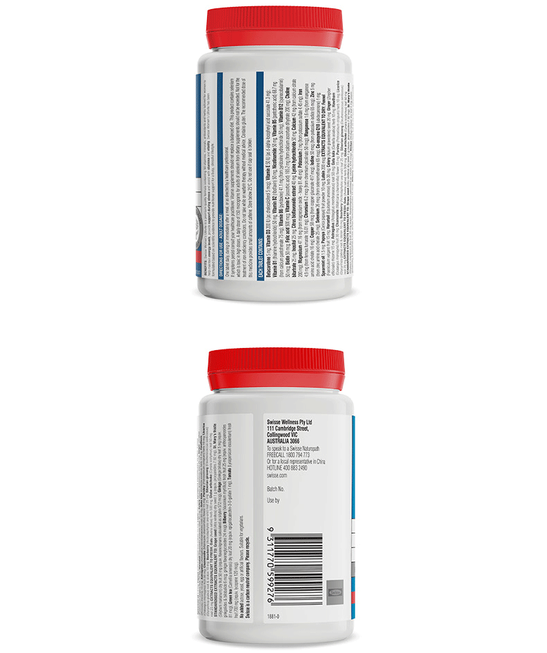 Swisse Bà Multiv vitamin 120 Viên nang Sản phẩm chăm sóc sức khỏe của Úc Người lớn dành cho người lớn Vitamin tổng hợp - Thức ăn bổ sung dinh dưỡng viên uống bổ sung kẽm