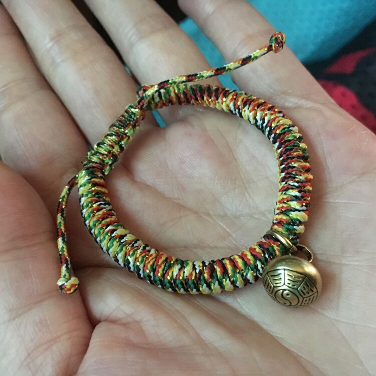 Baby stretch hand rope can pull up DIY hand condensed duozodiac brass solid bean bell hand woven diamond knot