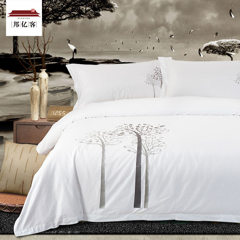 Five Star Hotel Guesthouse Bed Bedding Pure Cotton Four Pieces Bed Linen Style Embroidered Quilt Cover Original Design