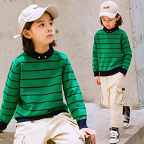 2019 Spring and autumn childrens clothing new boy thin sweater childrens knitted sweatshirt blouses Korean version striped jersey undershirt