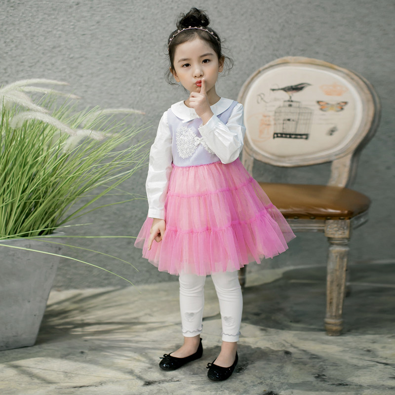South Korean children's clothing danso2018 spring autumn new girl's vest dress in children's dress princess dresses cute yarn dresses