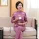 Trung niên cộng với nhung dày đồ lót nhiệt set đồ cotton nữ cổ áo mùa thu quần dài size lớn quần áo mẹ ấm