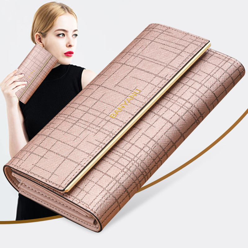 Women's Wallet Long Section 2022 New Fashion Leather Ladies Wallet Folding Cowhide Wallet Simple Clutch Bag Women