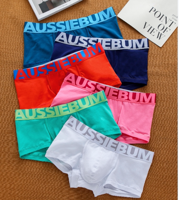 Men's panties flat cotton breathable antibacterial butt comfortable and simple pure color personality aussiebum