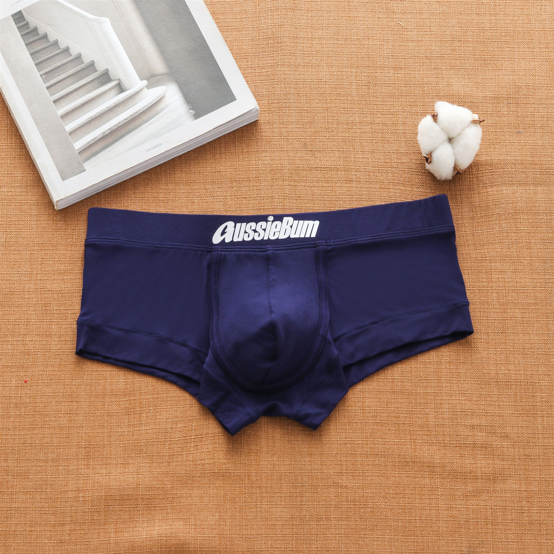 Men Modale Comfort Tide Letters Briefs Briefs ELASTIC PURE COLOR SOFT MOISTURE ABSORPTION Four-corner Pants AUSIEBUM