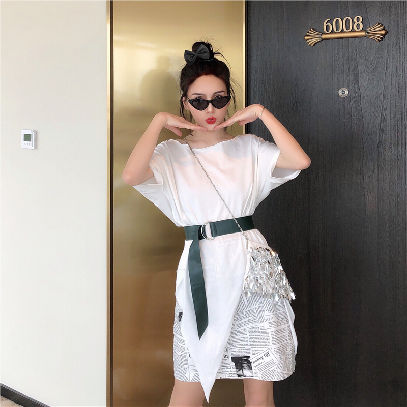 VK旗艦店 韓系不規則個性T恤顯瘦收腰短袖上衣