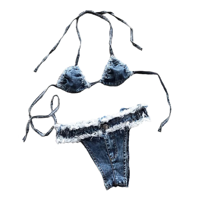 2018 mới gợi cảm tam giác bikini bikini cowgirl áo tắm bãi biển quần nóng hộp đêm show thực sự bắn thủy triều đồ bơi nữ dạng quần váy