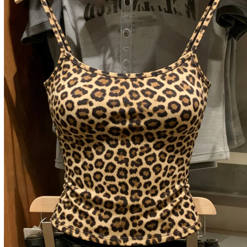 With a Chest Pad Design! Leopard Print Sleeveless Camisole for Women, Slim Fit, Chic and Stunningly Beautiful Printed Top