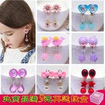 Children without ear hole fake ear clip earrings girl princess hair accessories baby head jewelry crystal pendant Korea