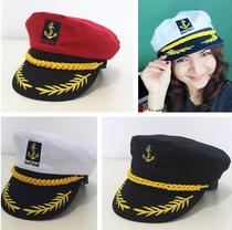 Navy cap Sailor cap Mens and womens performance Captains cap Seafarer crew casual flat top military cap Adult badge uniform cap