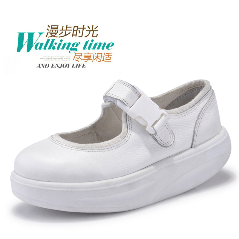 2026 Spring Korean Style Versatile Platform Thick-Soled Genuine Leather Women's Casual Comfortable Nurse Work White Shoes Trendy 2026 Spring Korean Style Versatile Platform Thick-Soled Genuine Leather Women's Casual Comfortable Nurse Work White Shoes Trendy