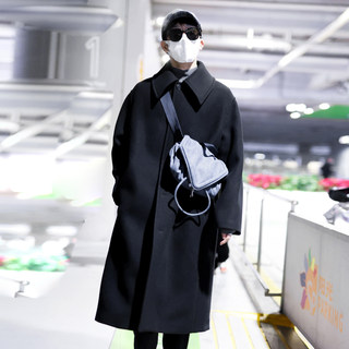 Jing Boran Celebrity Style Fashionable Large Lapel Loose Woolen Long Coat Trendy Men's Cheanfit Woolen Trench Coat