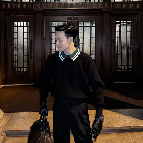 Оригинальный дизайнерский брендовый трикотажный свитер, лонгслив, в корейском стиле