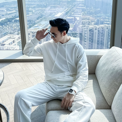 Брендовая толстовка с капюшоном, цветной комплект, штаны, в корейском стиле